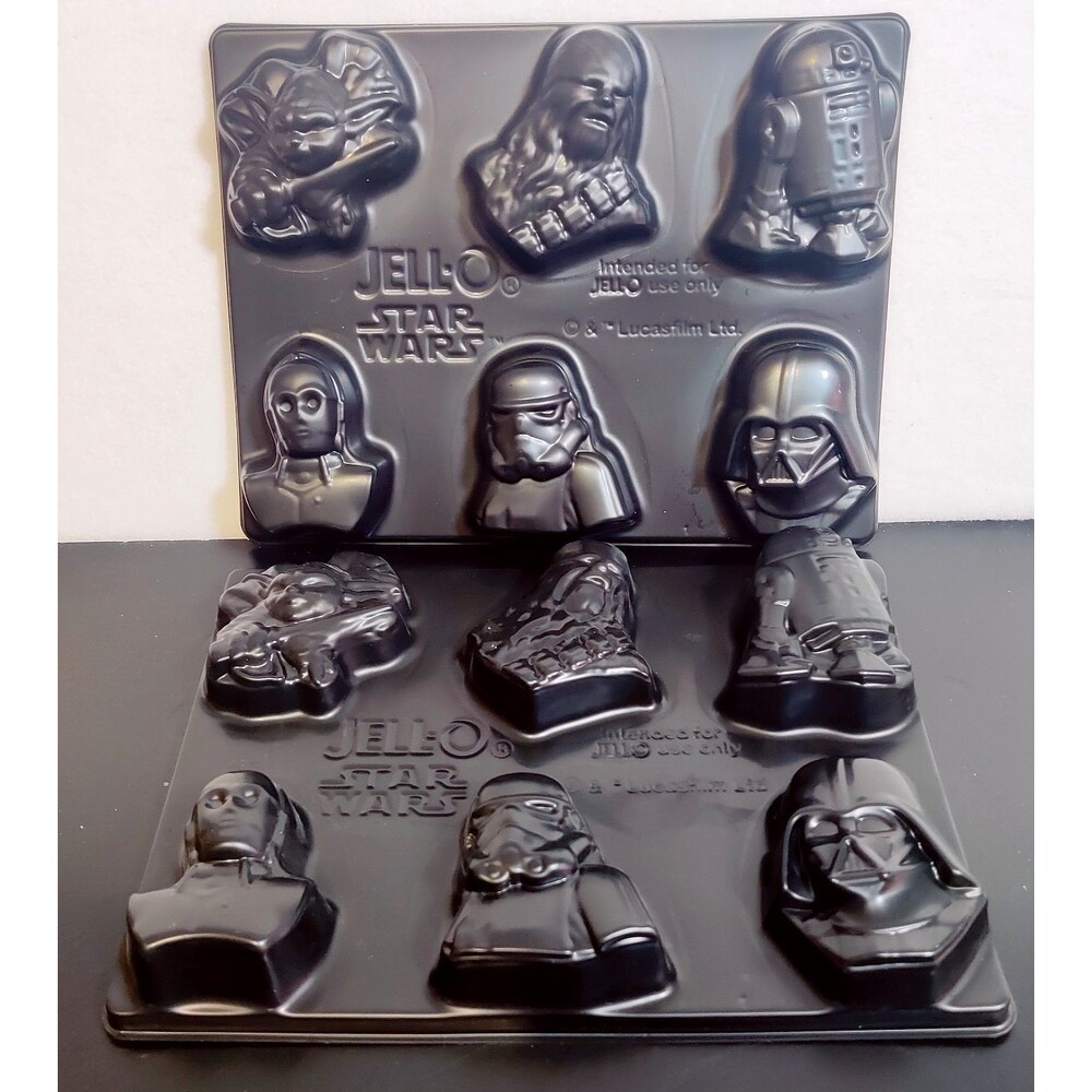 (2) Star Wars JELL-O Molds ~ Chewbacca R2D2 Vader Yoda C3PO Stormtrooper JELLO
